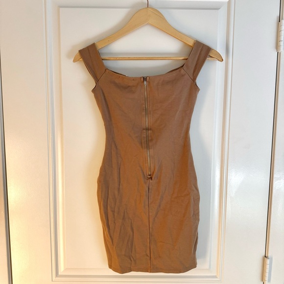 3/$30 A’gaci Tan Cutout Bodycon Mini Dress w/ Padded Bra – Size S 🤎✨ - Picture 4 of 4